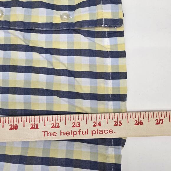 Red Bird Forsyth Blue Yellow Plaid Button Up Men's Shirt Size 2XLT Short Sleeve - Picture 5 of 6